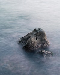 a rock in the water